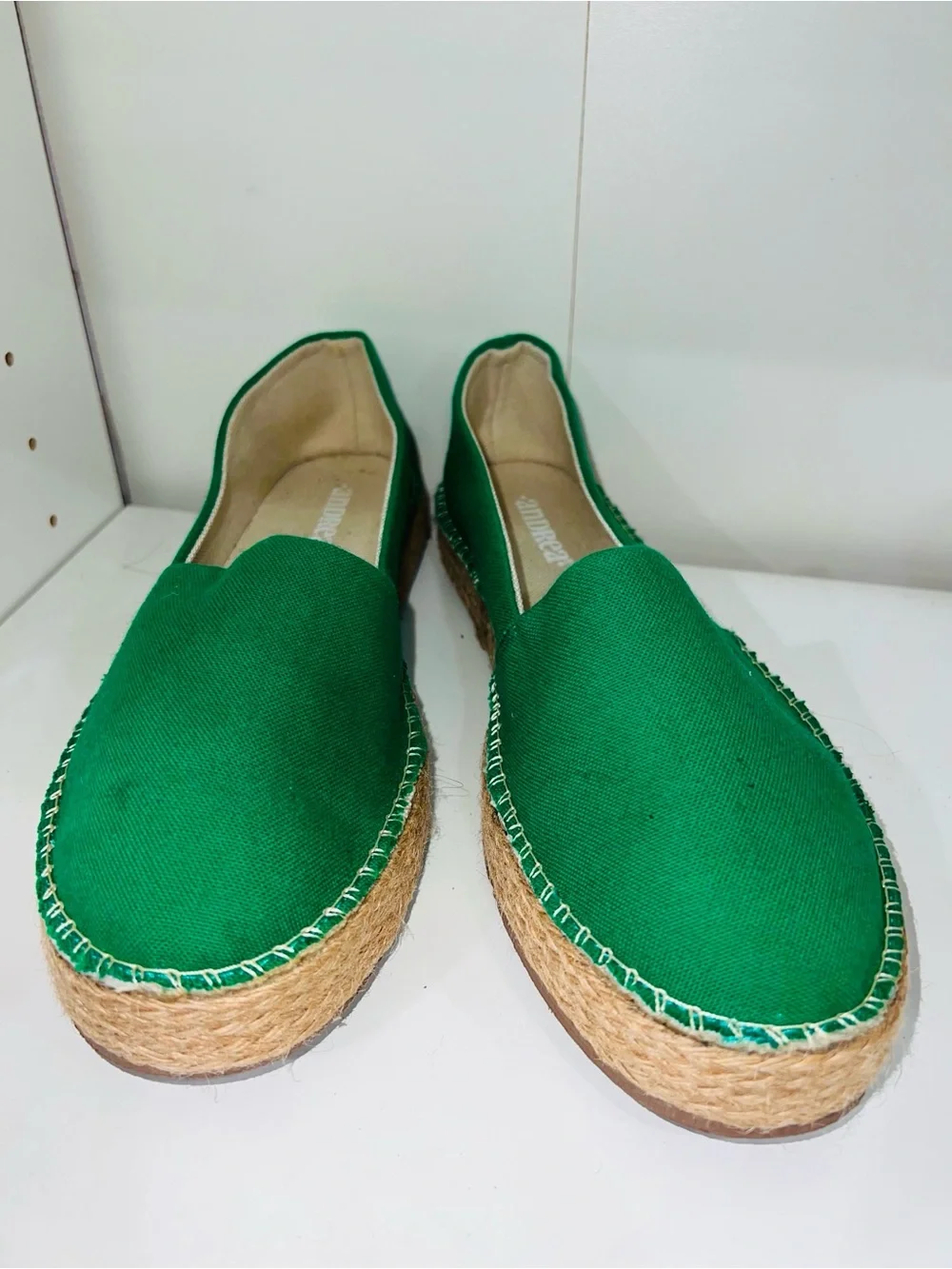 ANDREA Emerald Green Canvas Espadrille Platform Slip-Ons